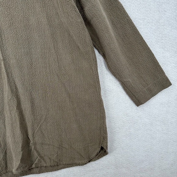 Pure J Jill Shirt Dress Women MEDIUM Taupe Textured Seersucker Laganlook Neutral - Picture 5 of 13